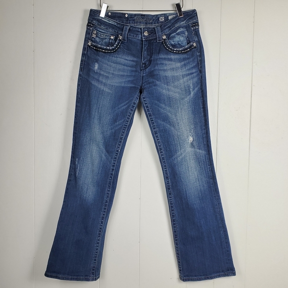 Miss Me easy boot cut JE5087E6R rhinestone embroidered bling jeans size 30 - Picture 2 of 16
